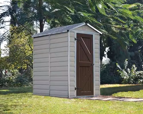 Palram Canopia Skylight Gable Shed with Double Doors and Window in Sand, Grey and Beige, W/D/H: 120.7 x 121.0 x 203.5 cm – 2