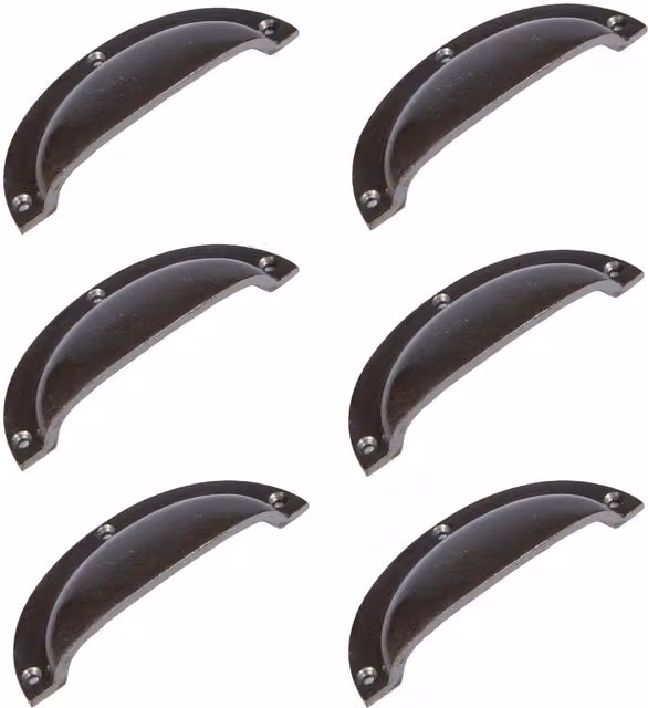 Hammer and Tongs Curved Cabinet Drawer Pull in Matt Grey Iron, Pack of 6 – 1