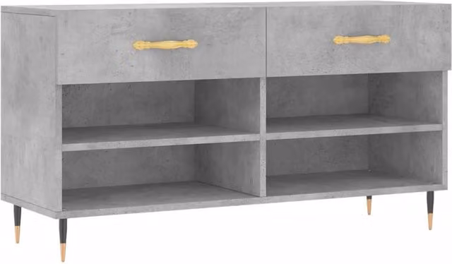 Berkfield Home Industrial Shoe Bench in Concrete Grey, W/D/H: 102 x 35 x 55 cm