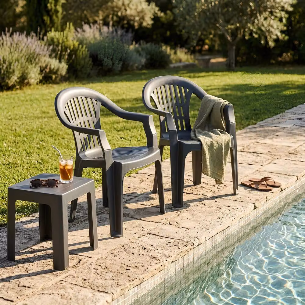Harbour Housewares Milas Stackable Garden Dining Chairs, 6 Pack, Black – 4