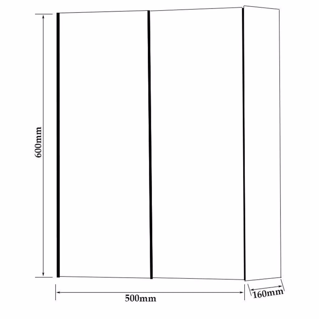 Clifton Matt Graphite 2-Door Mirror Bathroom Cabinet in Dark Grey, H 60 cm x W 50 cm – 3