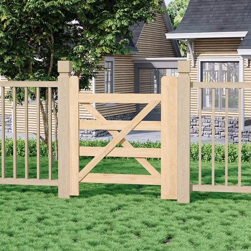 Kelvenix Retro Wood and Stainless Steel Fence Panel Gate in Brown, W: 100 cm, H: 90 cm, D: 90 cm – 4