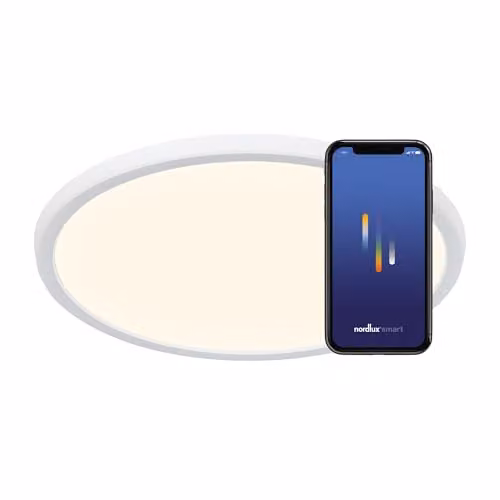 Nordlux Ojasmart LED Ceiling Light, White Plastic, Modern Downlight for Hallways