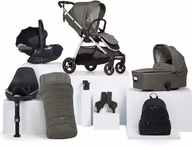 Cybex Flip XT Pushchair Bundle with Cybex Cloud T Car Seat, 8 Pieces, Harbour Grey