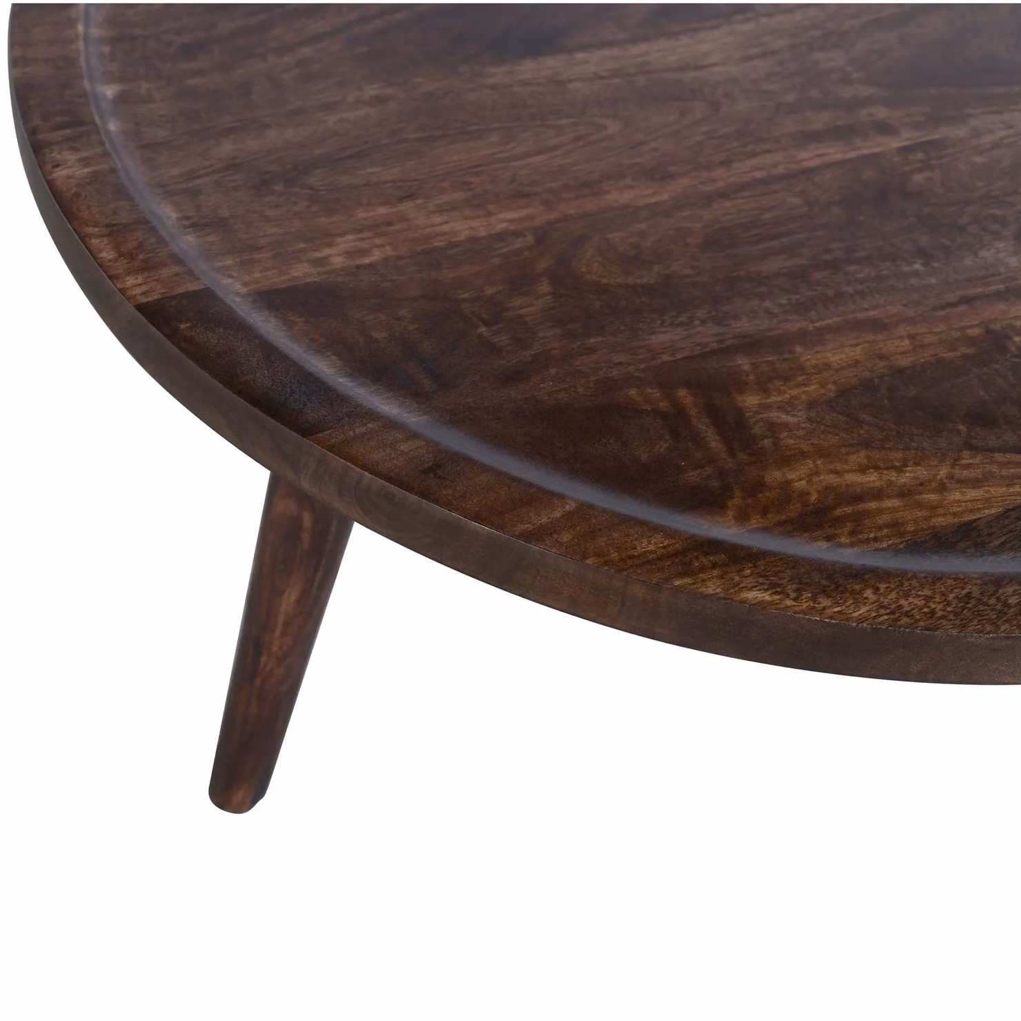 IH Design Dark Mango Wood Round Low Coffee Table in Brown, Diameter: 70 cm, Height: 30 cm – 4