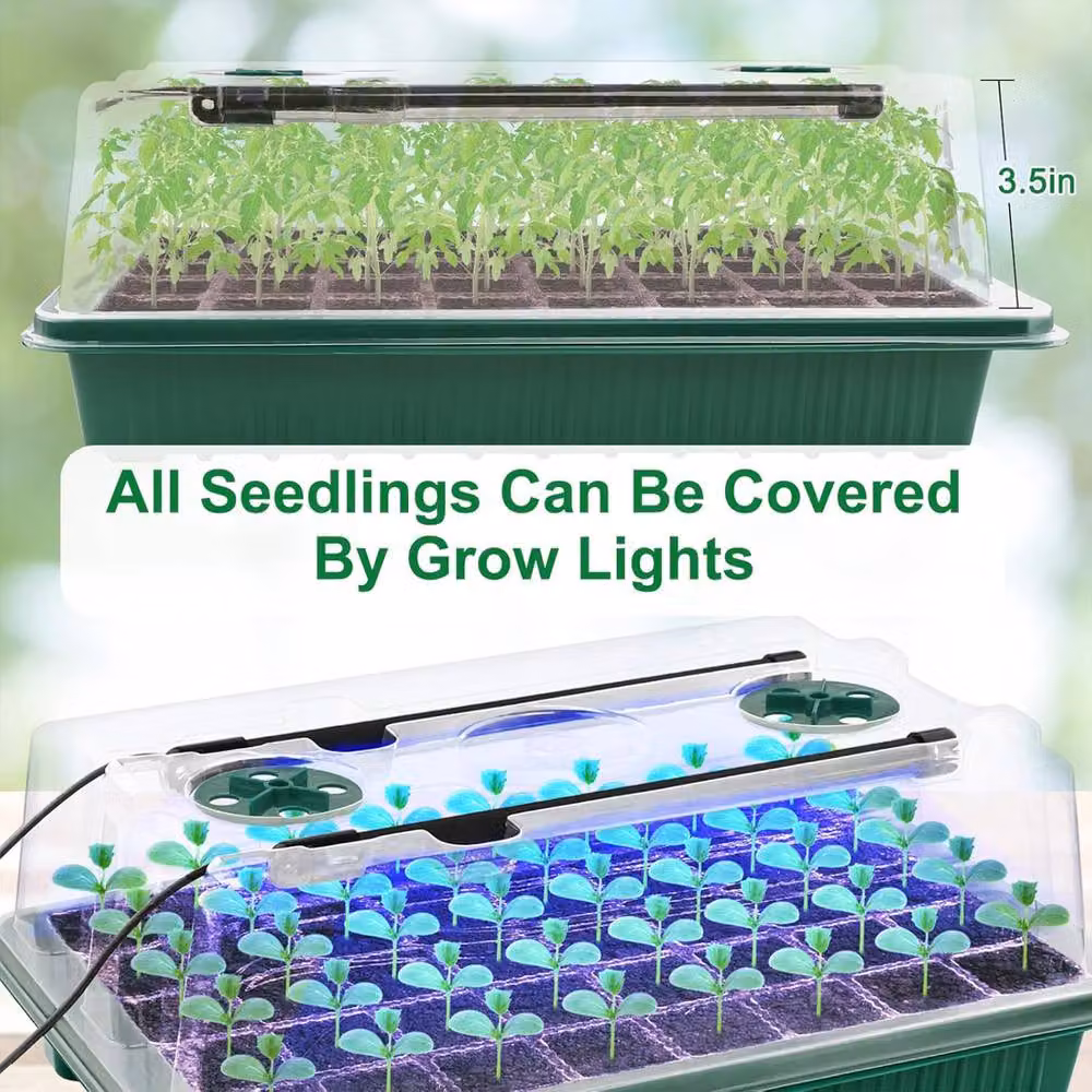 Ventryn 2 Pack 40-Cell Seed Starter Trays with Grow Light Propagator Planter in Green – 5