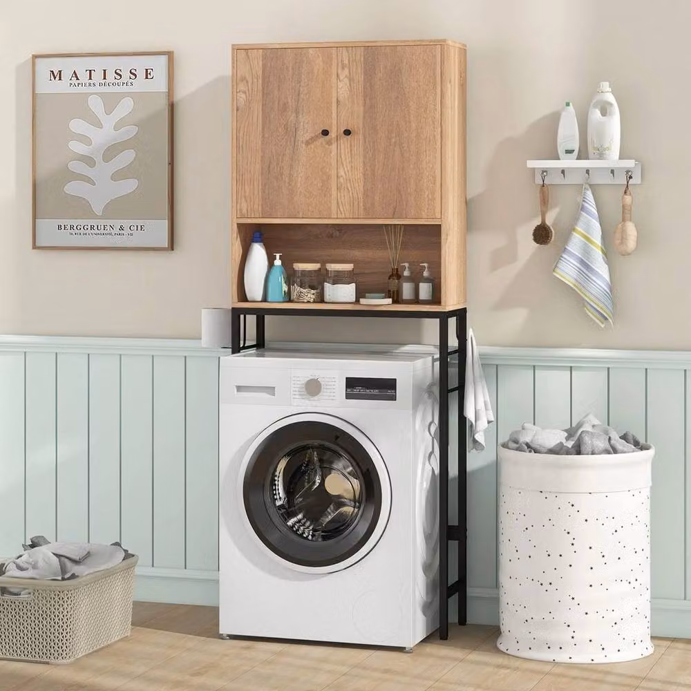Havendro Over The Toilet Storage Cabinet, Freestanding Industrial Bathroom Rack in Brown, W/D/H: 63.0 x 23.0 x 165.5 cm – 3