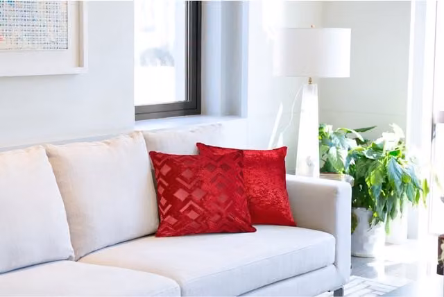 NewEdgeBlinds Red Velvet Square Plain Cushion Cover