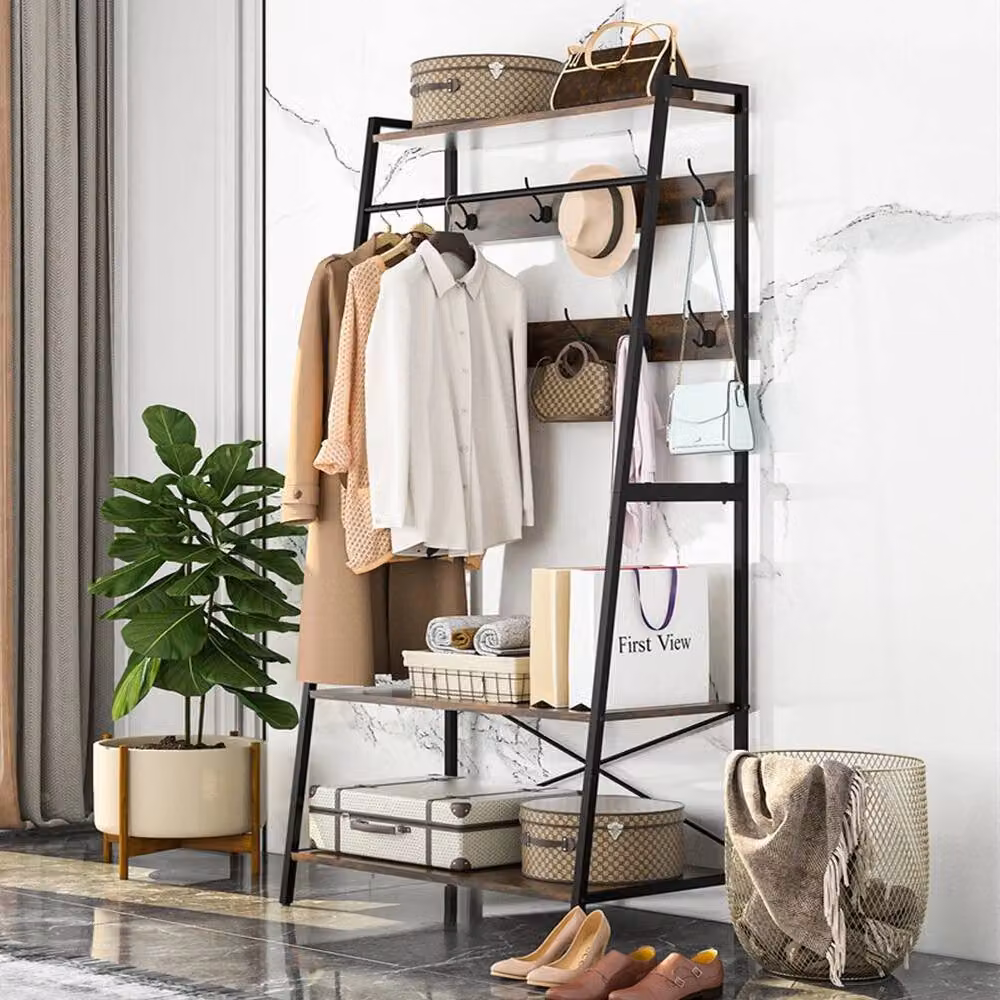 FORGEVIO Industrial Matt Black Metal Clothes Rail and Coat Stand – 5