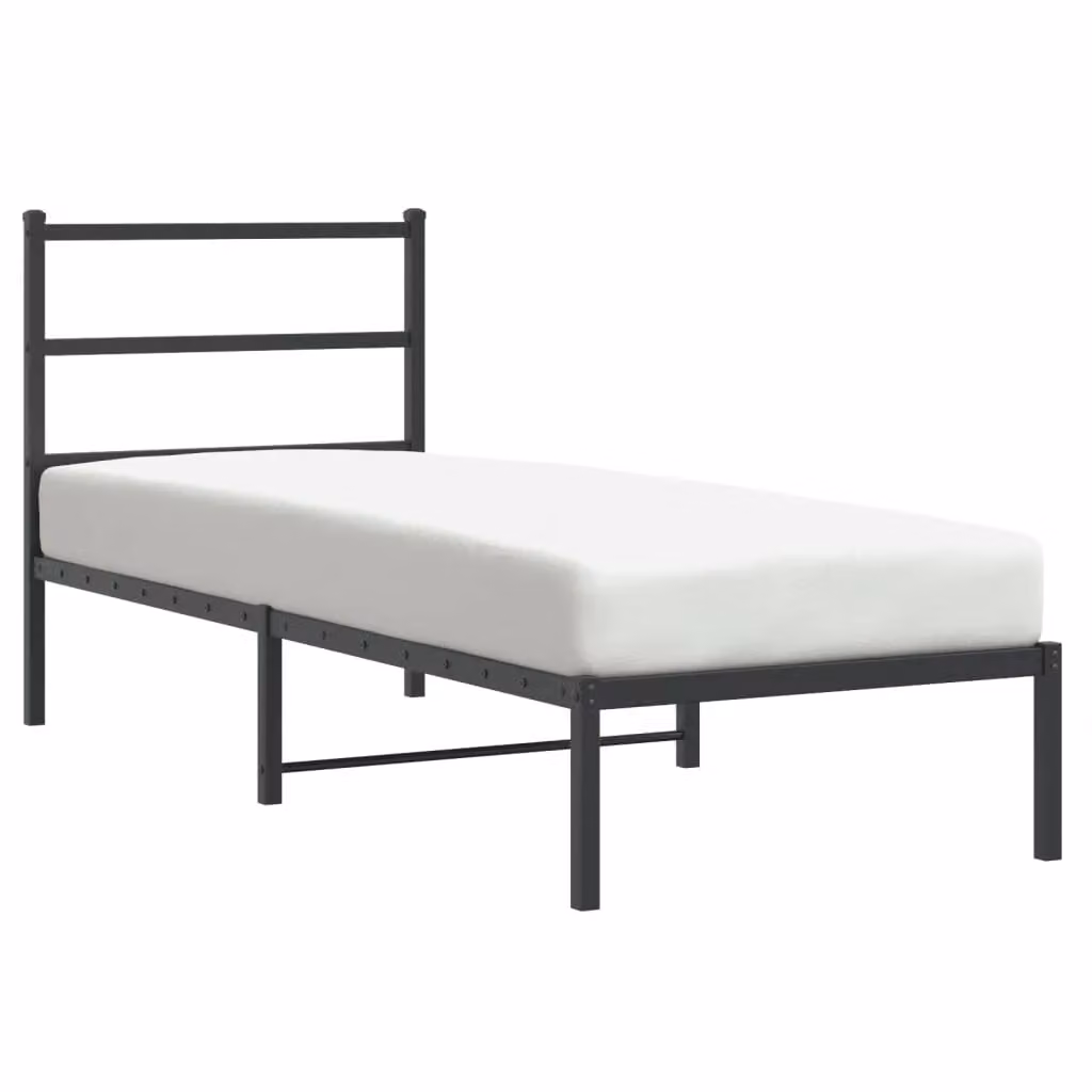 Berkfield Home Metal Bed Frame with Headboard, Black, W: 75 cm, L: 190 cm – 3
