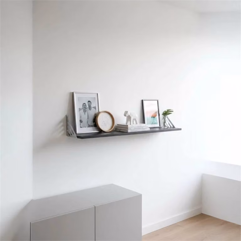 Nordara Black Wooden Wall-Mounted Floating Shelves W: 100 cm, D: 15 cm, H: 1 cm