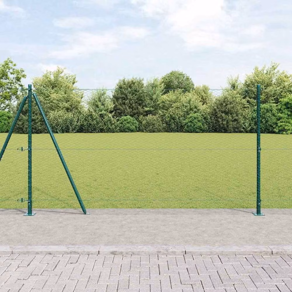 Berkfield Home Hexagon Steel Fence, Green, H: 120 cm x W: 10 m – 1