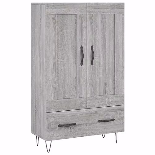 vidaXL Modern Grey Highboard with Hinged Doors and Drawers, W/D/H: 69.5 x 31 x 115 cm