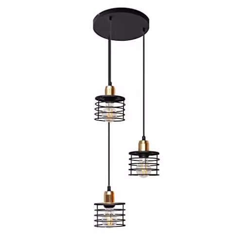 Netlighting Helam Edison Cluster Pendant Ceiling Light in Black and Copper, Diameter: 38 cm