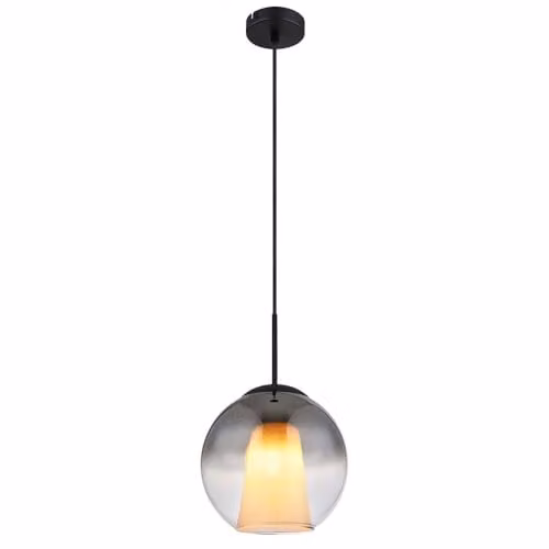 Netlighting Barry Sphere Pendant Light with Black Metal and Smoke Grey Crystal Glass Shade, Diameter: 25 cm – 1
