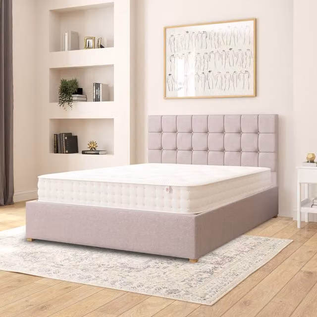 Aspire Sinatra Fabric Ottoman Storage Bed in Grey Eire Linen, W/D/H: 180 x 200 cm