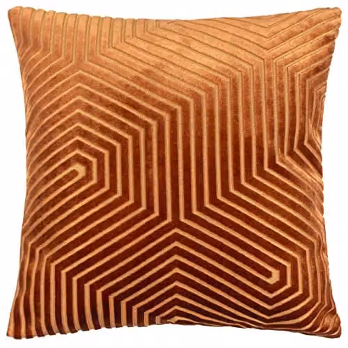 Paoletti Evoke Velvet Square Cushion in Red, Gold and Orange, W/D/H: 45 x 45 x 45 cm