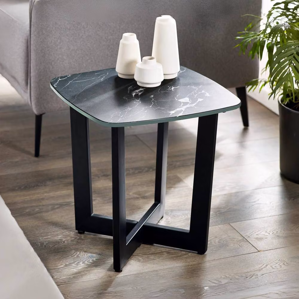 Cheshire Helios Lamp Table in Black Marble Effect – 2