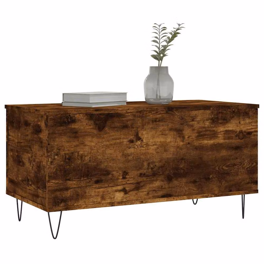 Berkfield Home Modern Smoked Oak Coffee Table in Brown with Lift Mechanism, W: 90 cm, D: 44.5 cm, H: 45 cm – 3