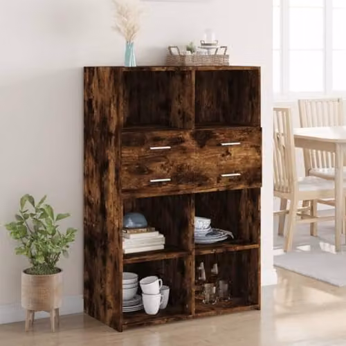 vidaXL Highboard in Smoked Oak Brown, W/D/H: 80 x 42.5 x 124 cm – 2