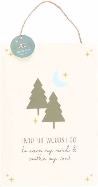 Something Different Into The Woods Hanging Wood Wall Plaque in Beige