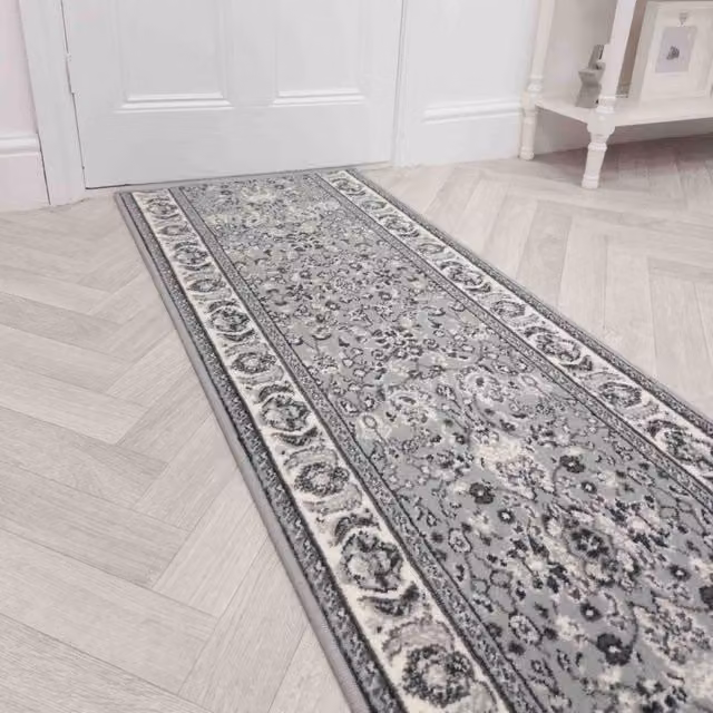 runrug Kashdan Hallway Carpet Runner Rug in Grey, W/D/H: 60 x 330 cm, 9mm Pile Height – 1