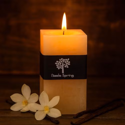Nicola Spring Vanilla Scented Square Pillar Candles, Beige, Pack of 6 – 5