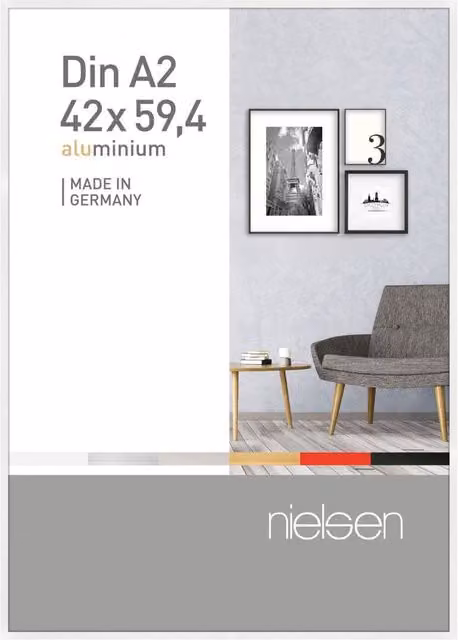 Nielsen Design Pixel Aluminium A2 Picture Frame in White, W: 42 cm, H: 59.4 cm