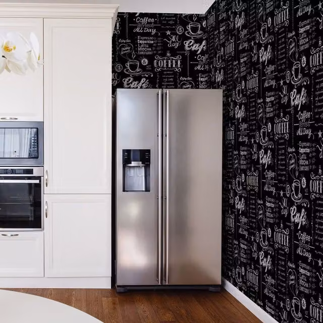 Superfresco Easy Black and White Coffee Shop Typography Wallpaper, W: 52 cm, L: 1000 cm – 1