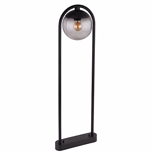 Netlighting Michael Outdoor Bollard Floor Lamp in Black with Smoke Glass Sphere, IP44, 1x E27, W/D/H: 20 x 20 x 100 cm – 1