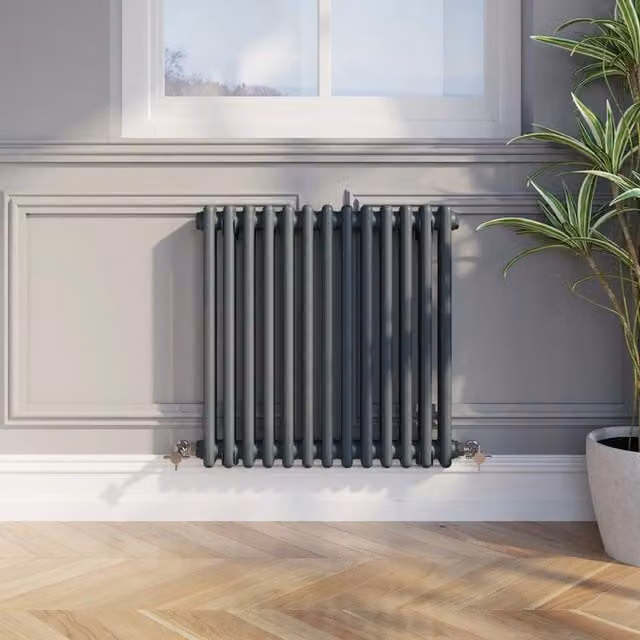 Temprazo Colosseum Double Bar Column Radiator in Anthracite Grey, H 119 cm x W 30 cm x D 7 cm