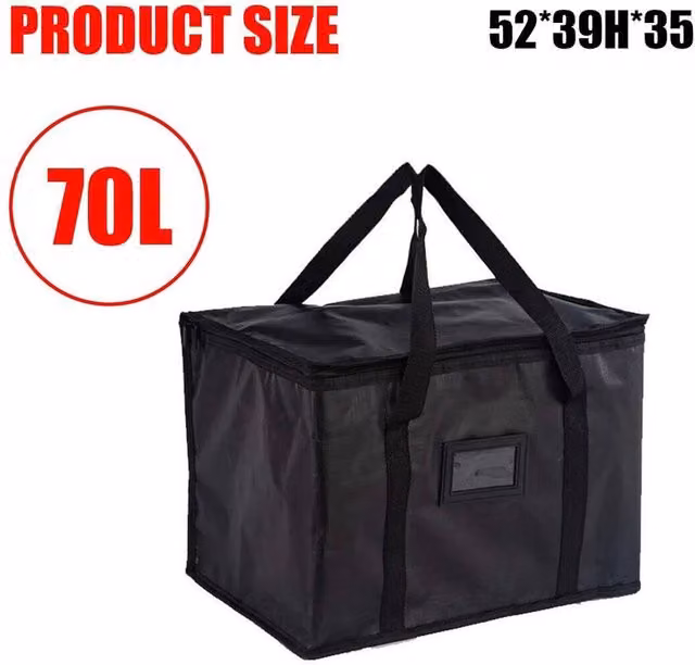 EONLION 70L Portable Cooler Bag and Picnic Tote in Black, W/D/H: 52 x 35 x 39 cm