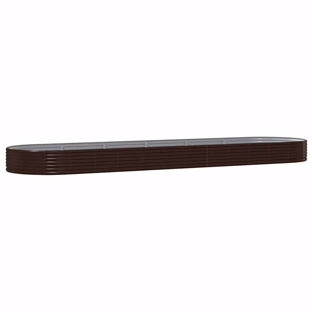 Berkfield Home Garden Powder-coated Steel Raised Bed in Brown, W/D/H: 523 x 140 x 36 cm – 2