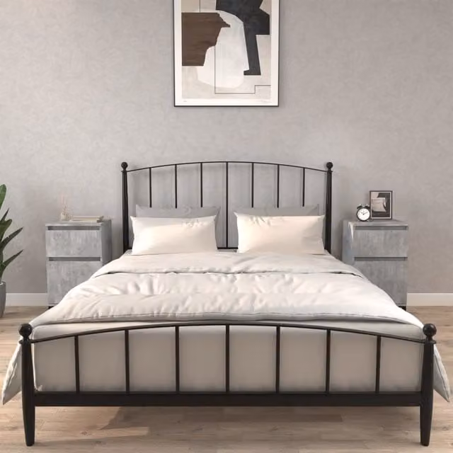 Berkfield Home Set of 2 Modern Bedside Cabinets in Concrete Grey, W/D/H: 40 x 35 x 70 cm – 1