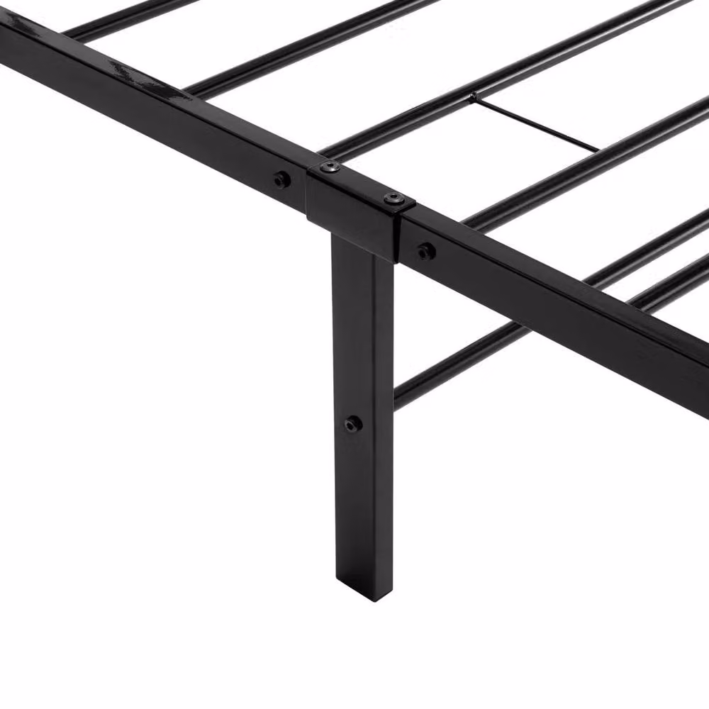 FLAVORA Metal Single Bed Frame with Headboard and Underbed Storage in Black, 90 x 200 cm – 3