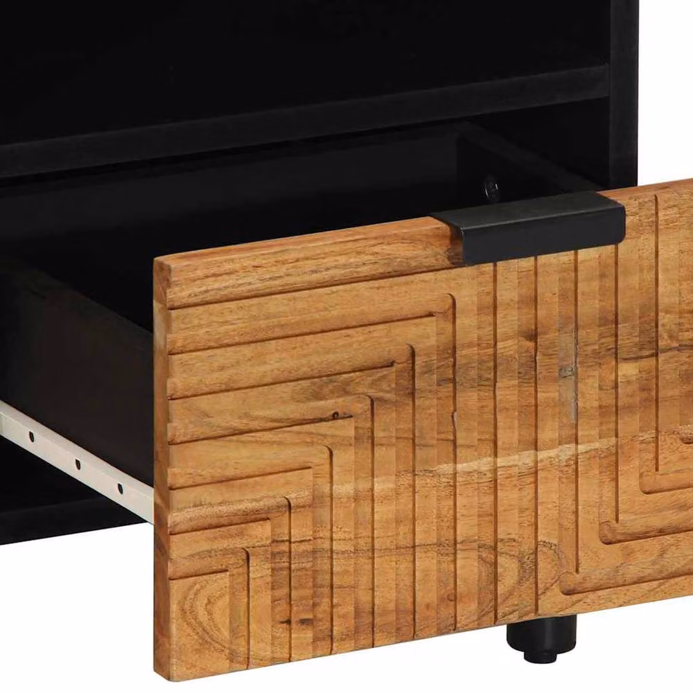 Berkfield Home Brown Acacia Wood TV Cabinet W/D/H: 70 x 33 x 46 cm – 5