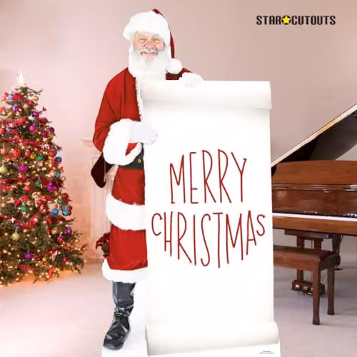 Star Cutouts Ltd SC16 Santa with Large Sign Multicolour Christmas Cardboard Cutout, Height: 180 cm – 2