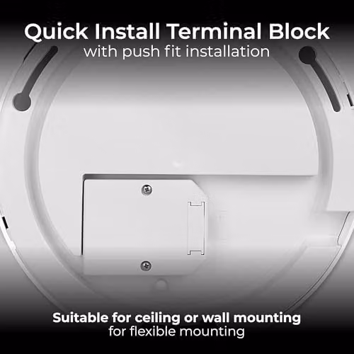 Luceco LED Round Surface Mount Bulkhead Light with CCT Colour Change Temperature, IP54 Rated, 14W, 1300lm, White/Chrome – 3