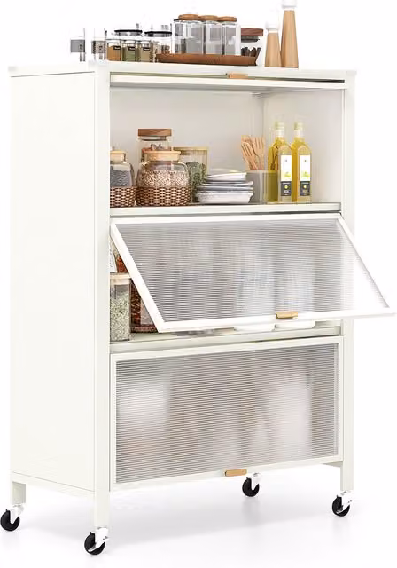 COSTWAY Modern White Kitchen Bakers Rack