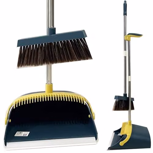 Gr8 Home Long Handled Folding Dustpan and Brush Set in Petrol