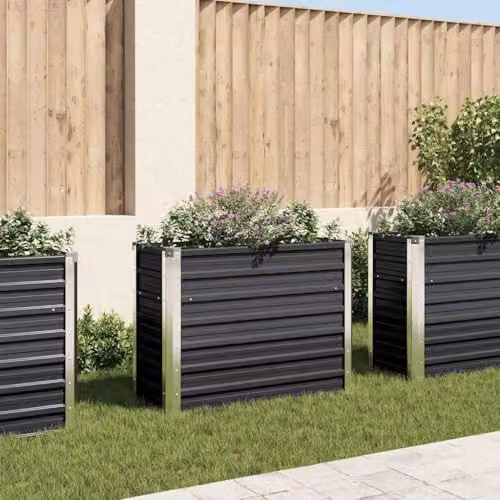 vidaXL Anthracite Galvanised Steel Garden Raised Bed W/D/H: 100 x 40 x 77 cm – 2
