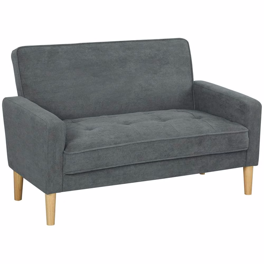 Wyld Haus Pafa 2 Seater Sofa in Dark Grey Velvet with Natural Wood Legs W/D/H: 130 x 82 x 74.5 cm – 2