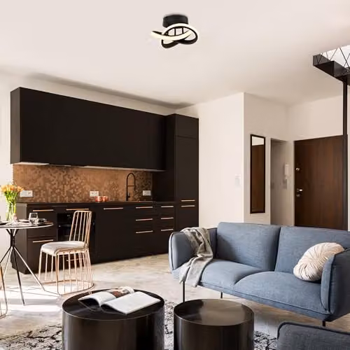 Happy Homewares Modern LED Black Metal Ceiling Light Fitting, 1253 Lumens, Warm White, W/D/H: 24 x 12 x 1 cm – 4