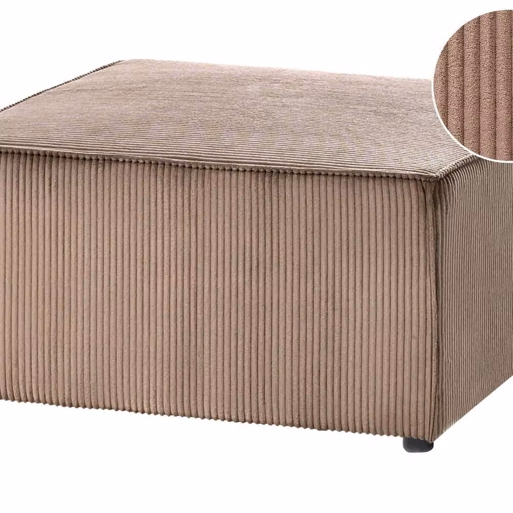 Wyld and Coco Nexra Corduroy Square Ottoman in Sand Beige – 2