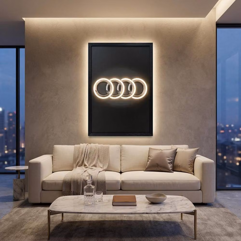 HOME LUXE INTERIOR Audi Neon LED Wall Art, Black, W: 40 cm, H: 60 cm – 3