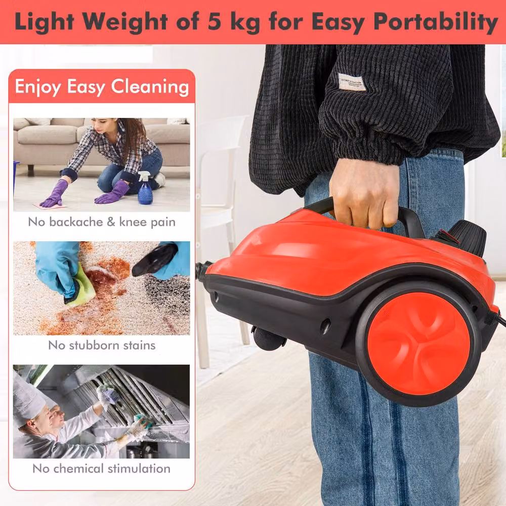 Costway 2000W High Pressure Steam Cleaner in Red – 8