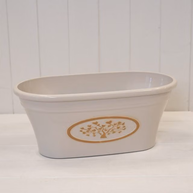 KDMD Cream Round Love Heart Tree Trough Plastic Planter 7.7l