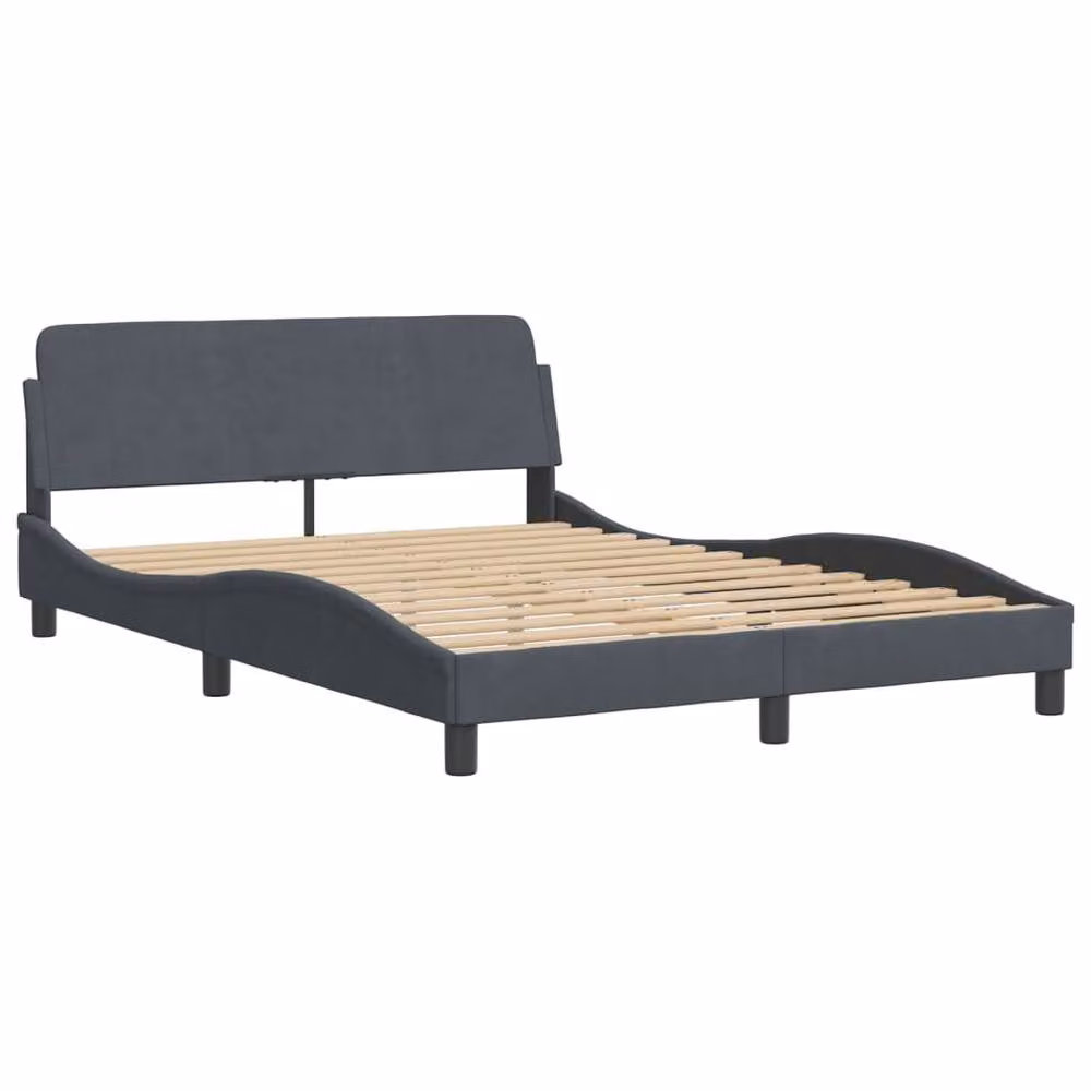 Berkfield Home Modern Upholstered Velvet Bed Frame in Dark Grey, W: 135 cm, L: 190 cm – 3