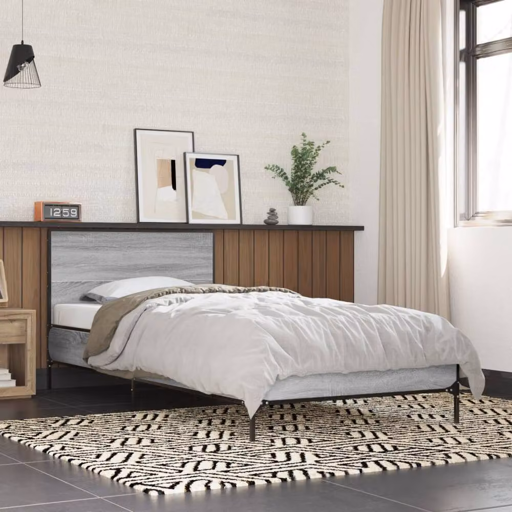 Berkfield Home Sonoma Bed Frame in Grey, W/D/H: 90 x 200 cm – 2
