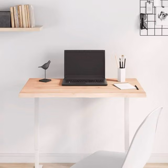 Berkfield Home Live Edge Untreated Solid Oak Table Top in Light Brown, W: 80 cm, D: 40 cm, H: 2 cm